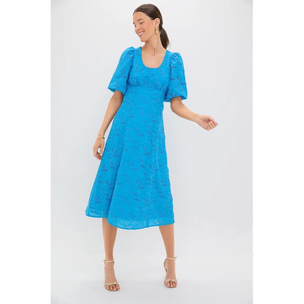 HYACINTH HOUSE Azure Eyelet Ainsley Midi Dress Size M NWT